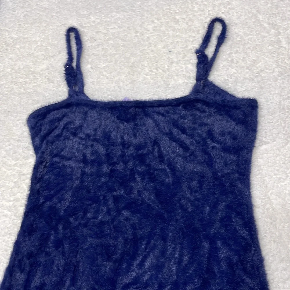Savage x Fenty Fluff It Up Slip In Mini Dress Navy Blue Sexy Loungewear